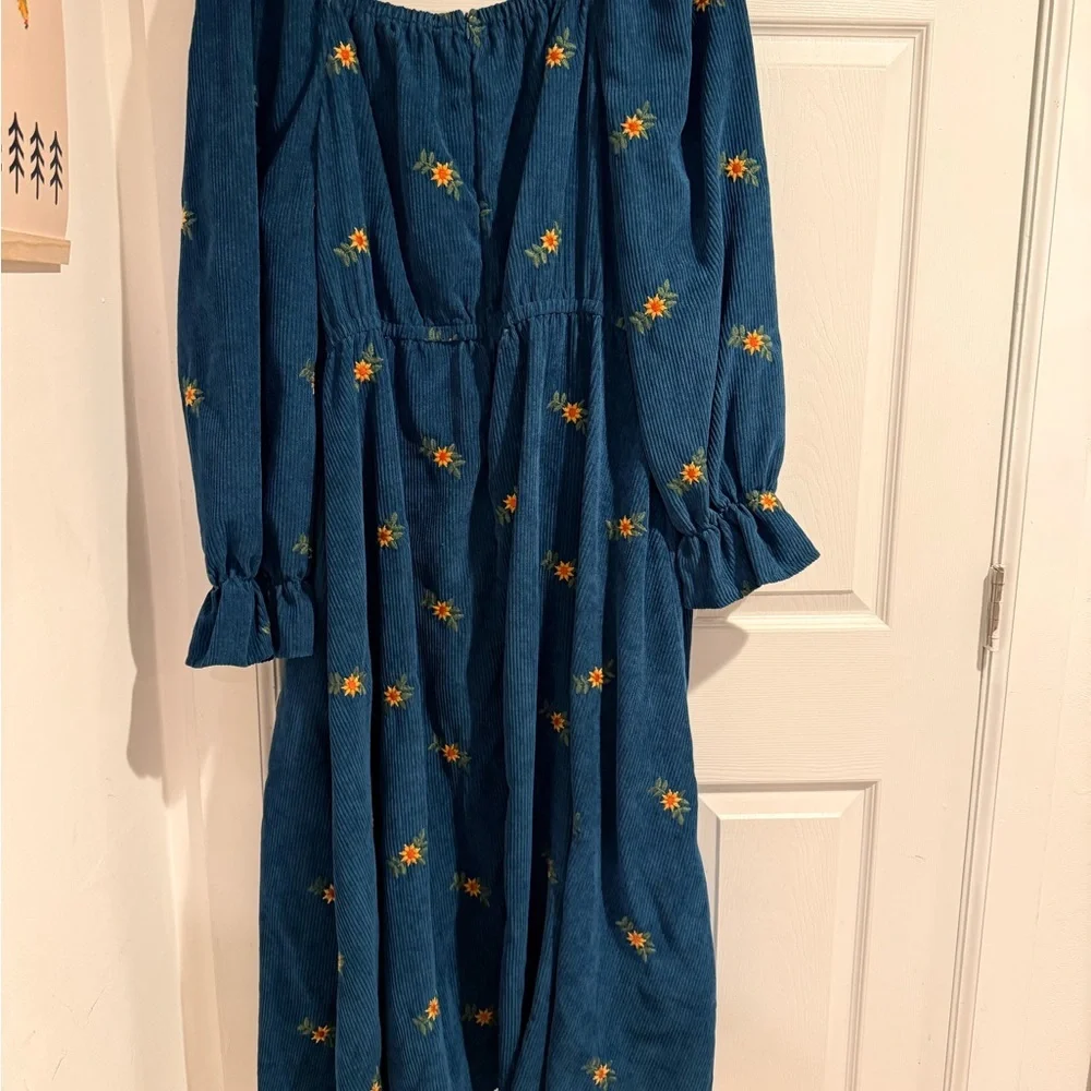 SHEIN Curve Teal Floral Button Front Maxi Dress - Picture 2 of 8